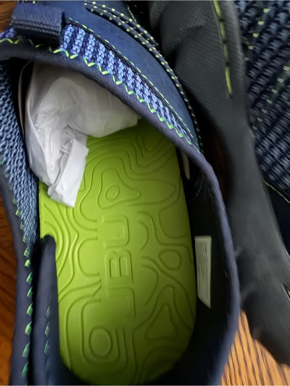 JBU Navy and Lime Green Men's Casual Slip-On Sandals